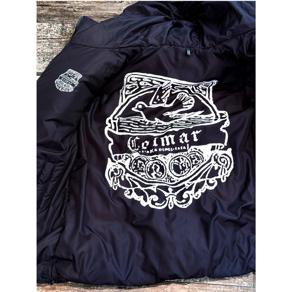 Colmar Reversible Down Puffer Jacket Large Black White Graphic Print Hooded NWT - Picture 11 of 15